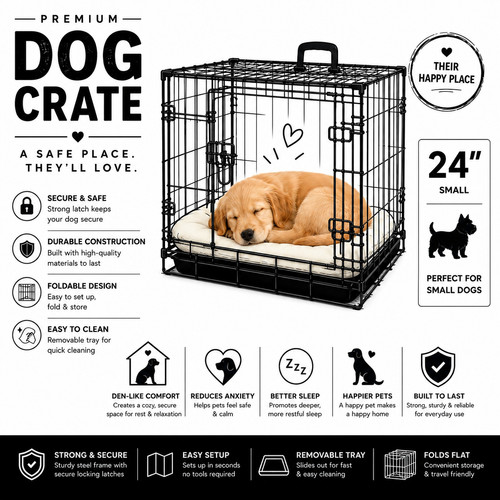 Small dog crate double door - crate,