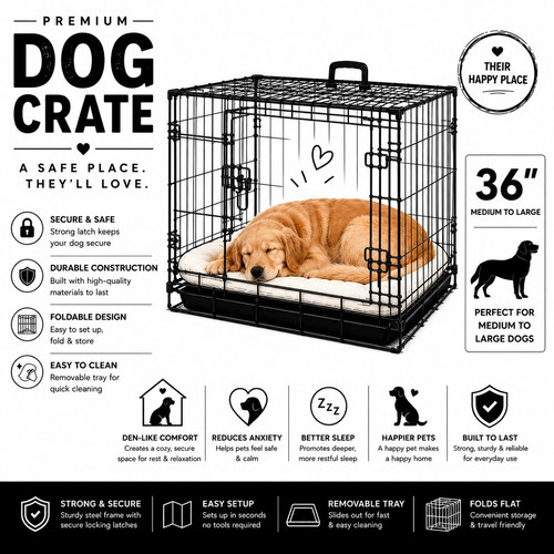 Dog crate double door - double, metal