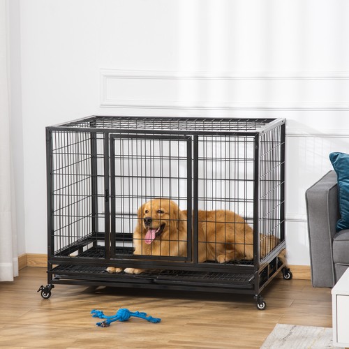 Pawhut metal kennel cage with - pawhut,