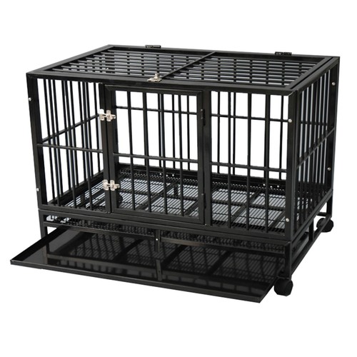 Metal kennel cage with - metal, wheels