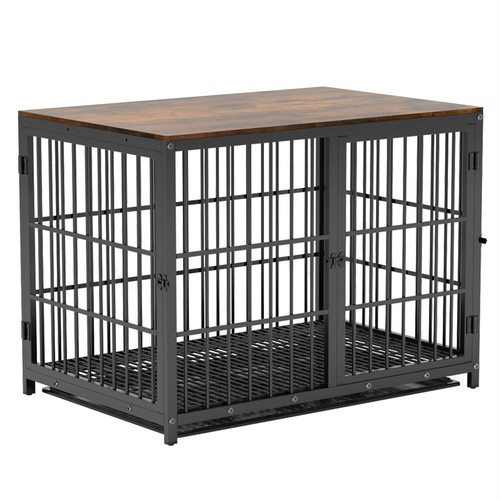 Retro wooden dog crate pet - crate,