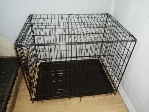 Dog crate with metal tray - metal,