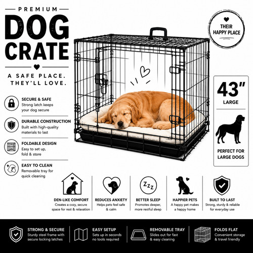 Large dog crate double door - dog,