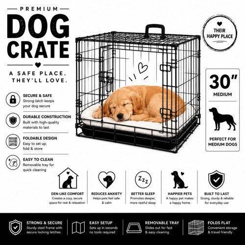 Medium dog crate double - dog, door