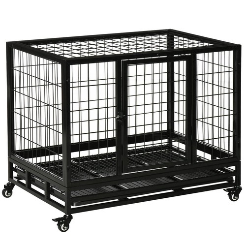 Pawhut metal kennel cage with - pawhut,