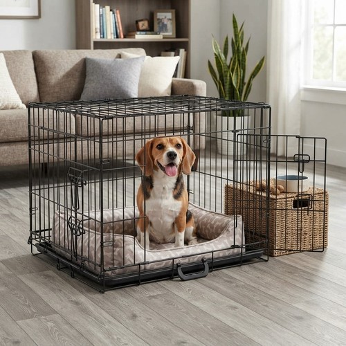 Portable door dog crate with - 2-door,